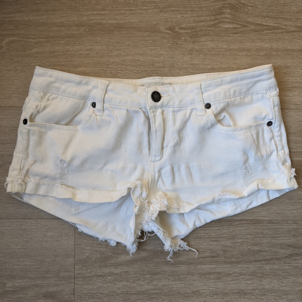 White Distressed Jeans Shorts